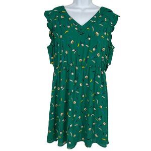 41 Hawthorn Green Floral V-Neck Sleeveless Scalloped Back Dress XL Petite